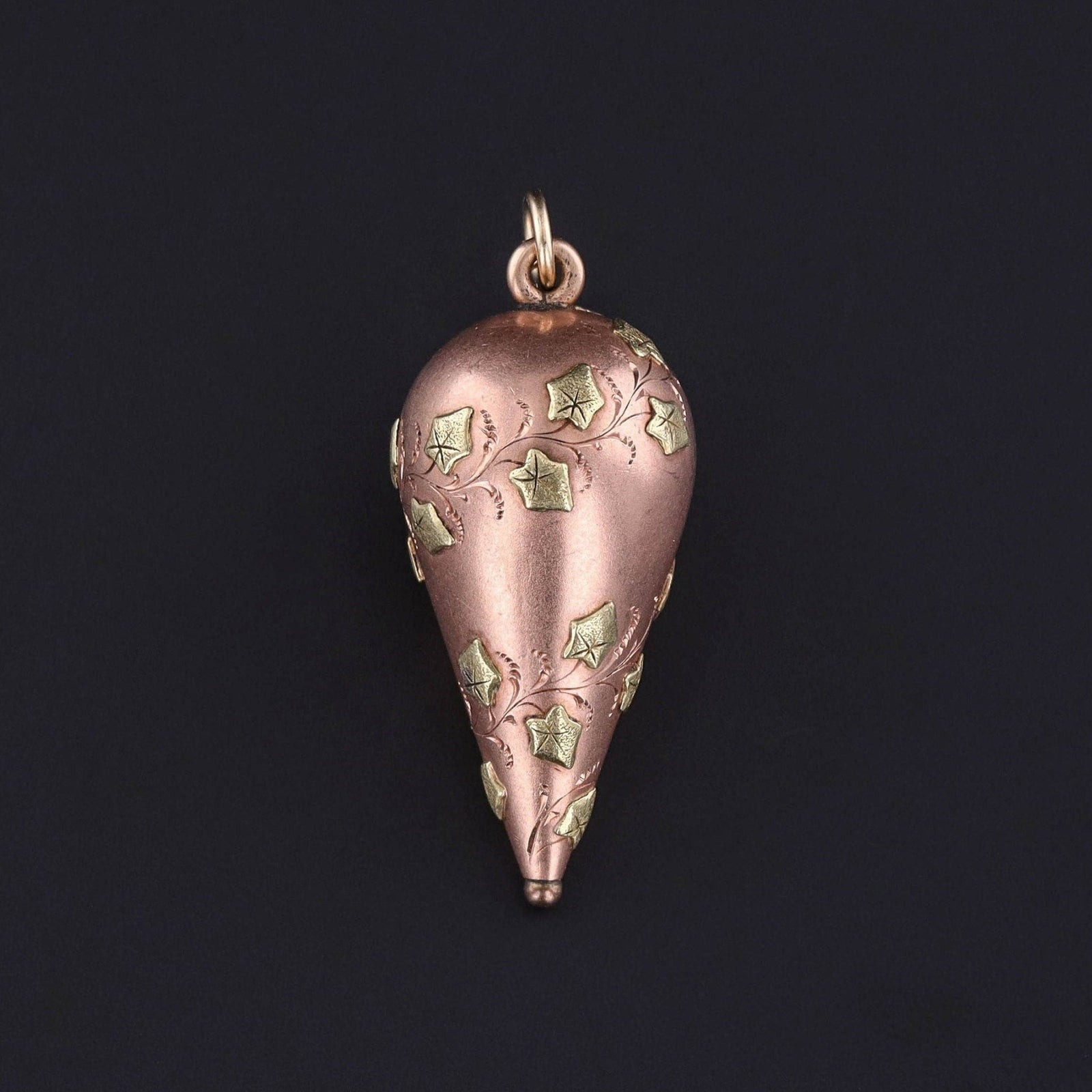Antique Ivy Pendant of 14k Rose and Yellow Gold - Trademark Antiques