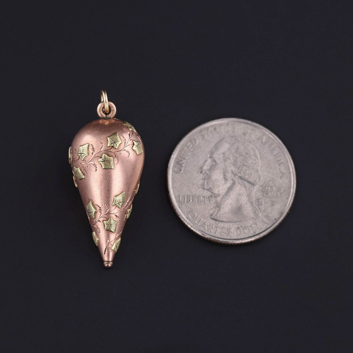 Antique Ivy Pendant of 14k Rose and Yellow Gold - Trademark Antiques