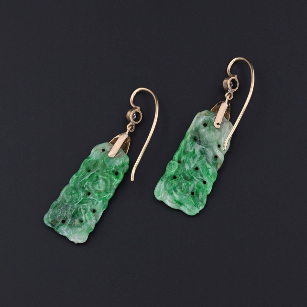 Antique Jade Earrings of 14k Gold - Trademark Antiques