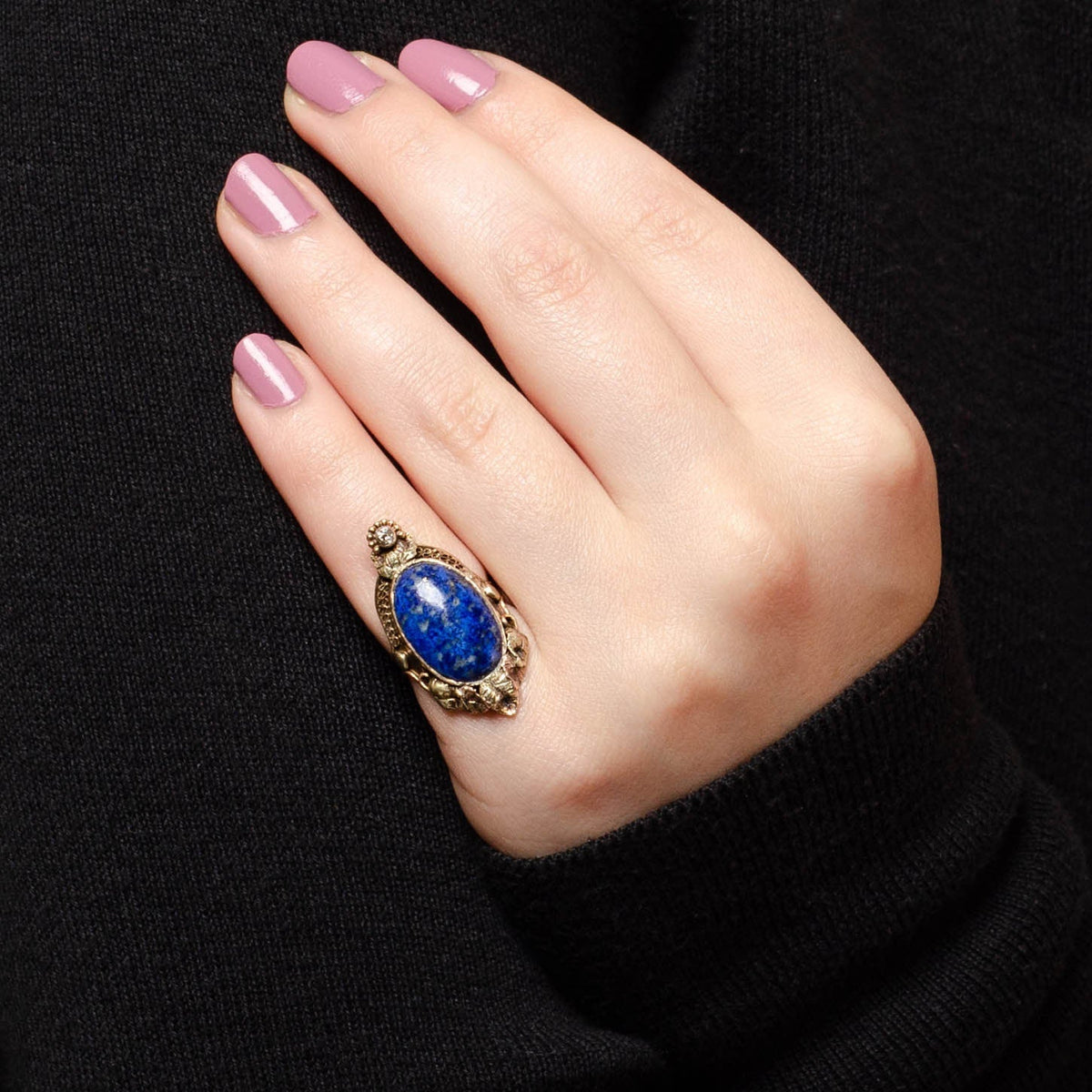 Antique Lapis Lazuli and Diamond Ring - Trademark Antiques