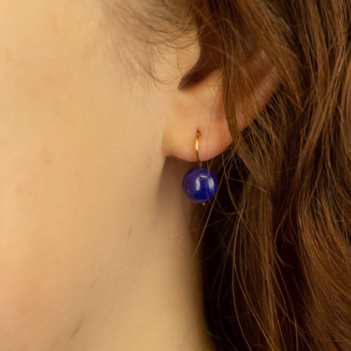 Antique Lapis Lazuli Earrings | 14k Gold Earrings - Trademark Antiques
