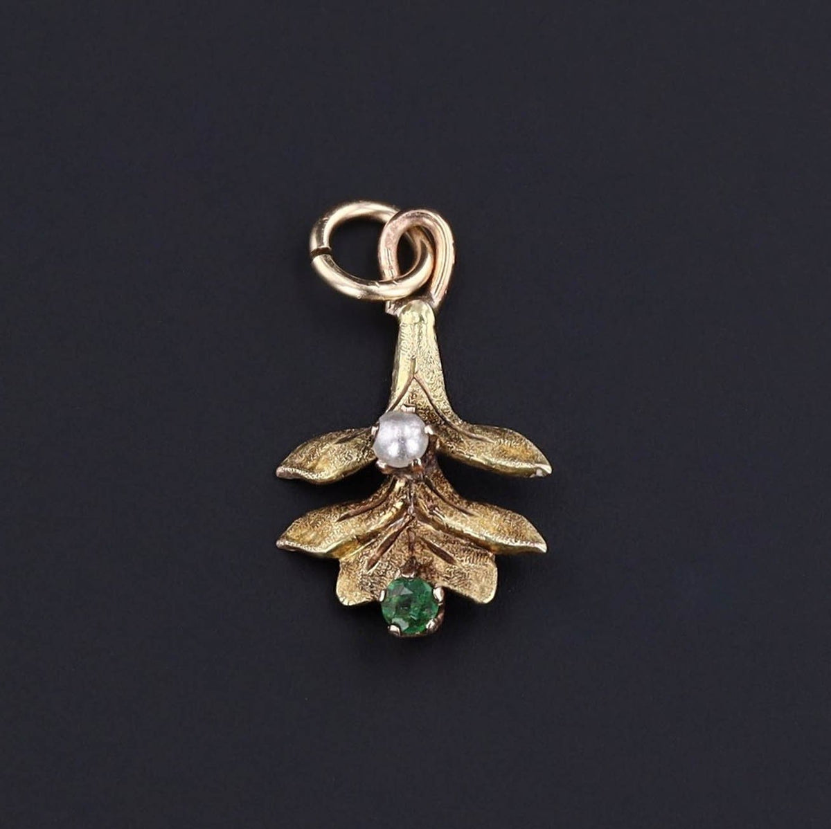 Antique Leaf Conversion Charm of 14k Gold - Trademark Antiques