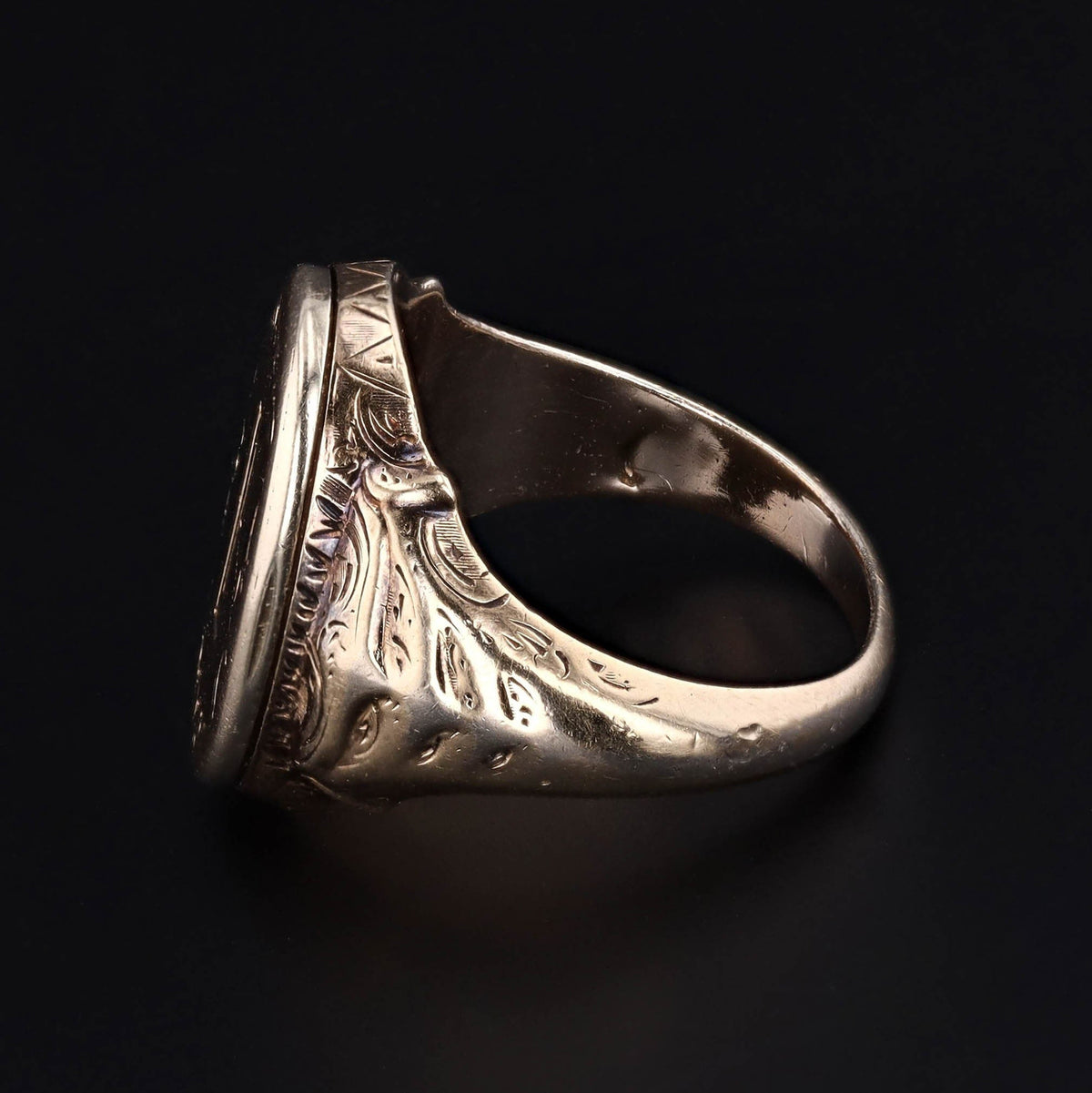 Antique Letter 'I' Locket Ring of 10k Gold - Trademark Antiques