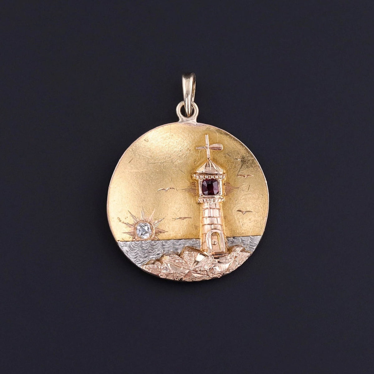 Antique Lighthouse Pendant of 14k Gold - Trademark Antiques