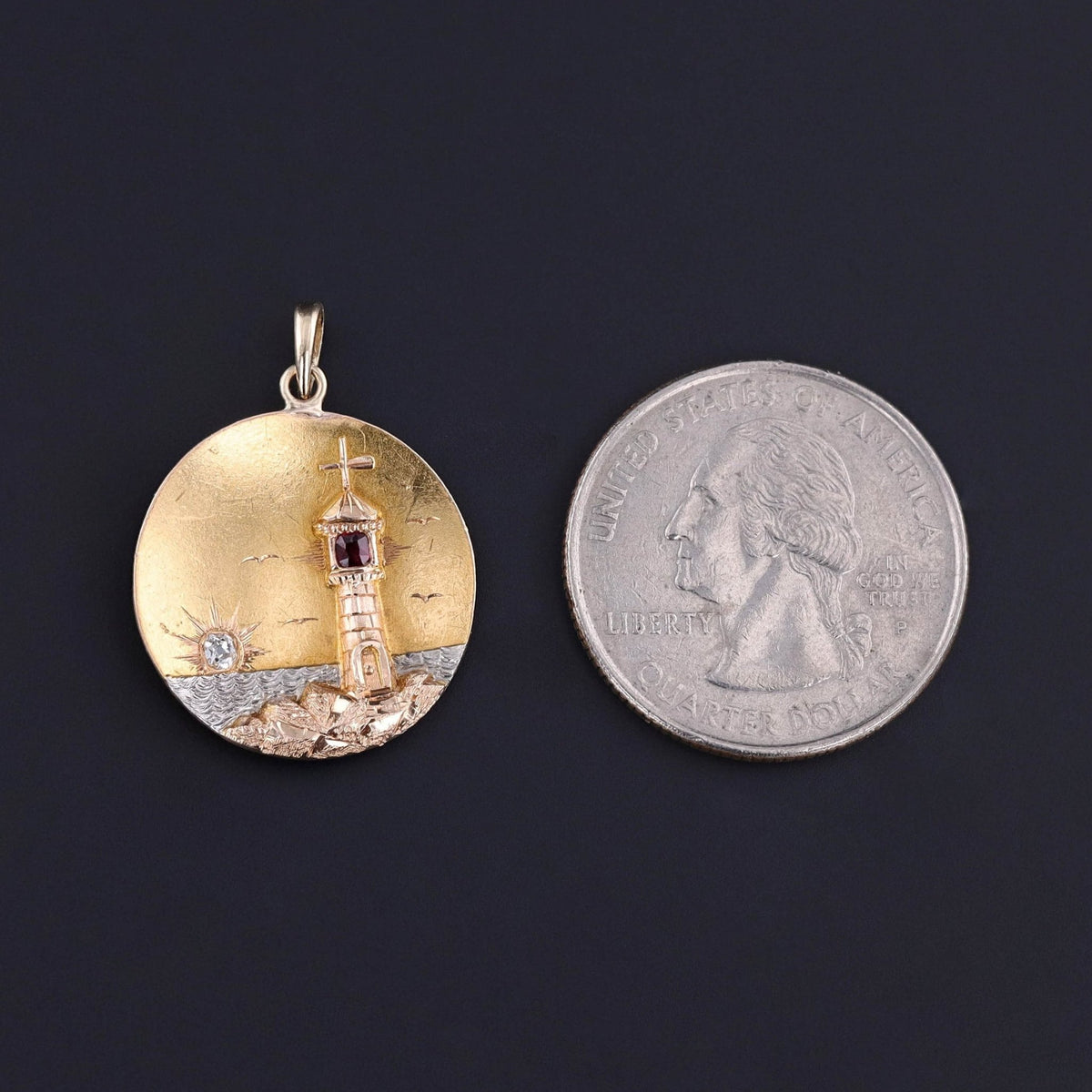 Antique Lighthouse Pendant of 14k Gold - Trademark Antiques