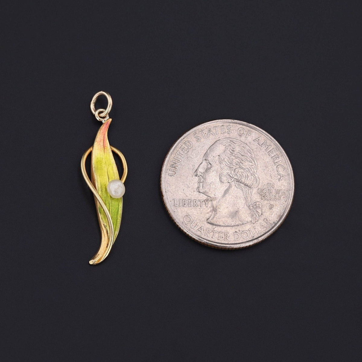 Antique Lily of the Valley Pendant with Enamel and Pearl - Trademark Antiques