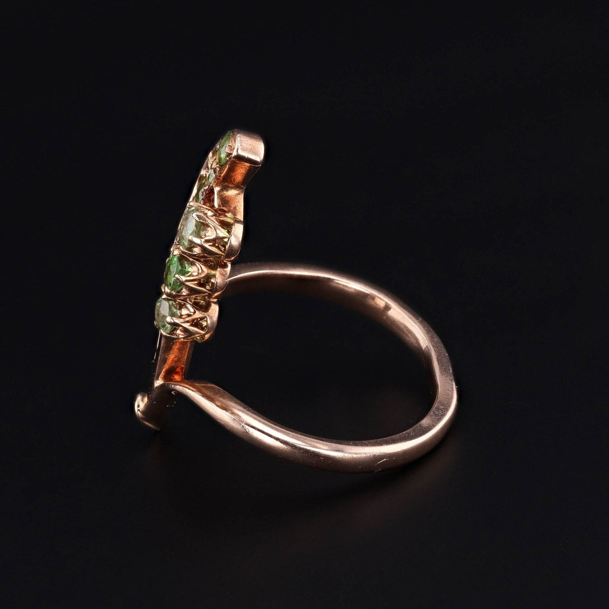 Antique Lily of the Valley with Demantoid Garnet Ring of 14k Gold - Trademark Antiques