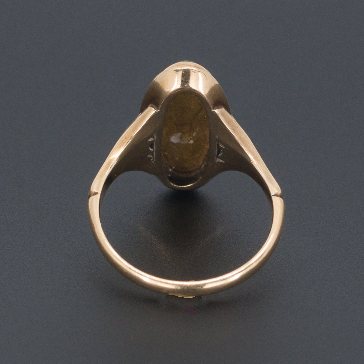 Antique Lily Ring | Reverse Painted Crystal Ring - Trademark Antiques