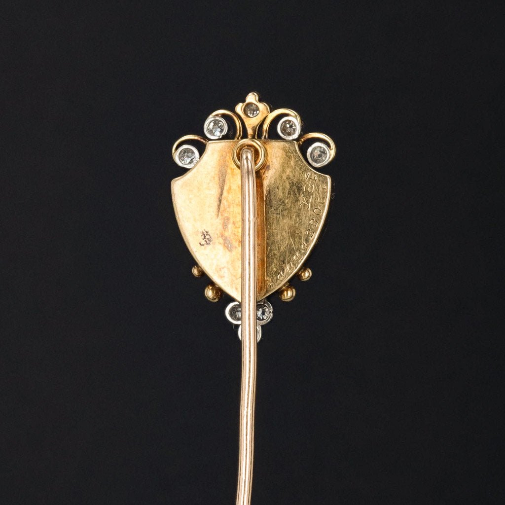 Antique Limoges Style Enamel Stick Pin | Antique Stick Pin - Trademark Antiques