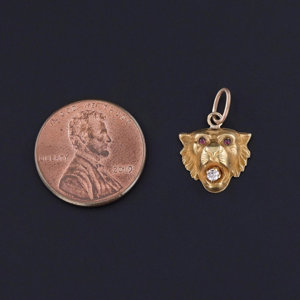 Antique Lion Charm of 10k Gold - Trademark Antiques