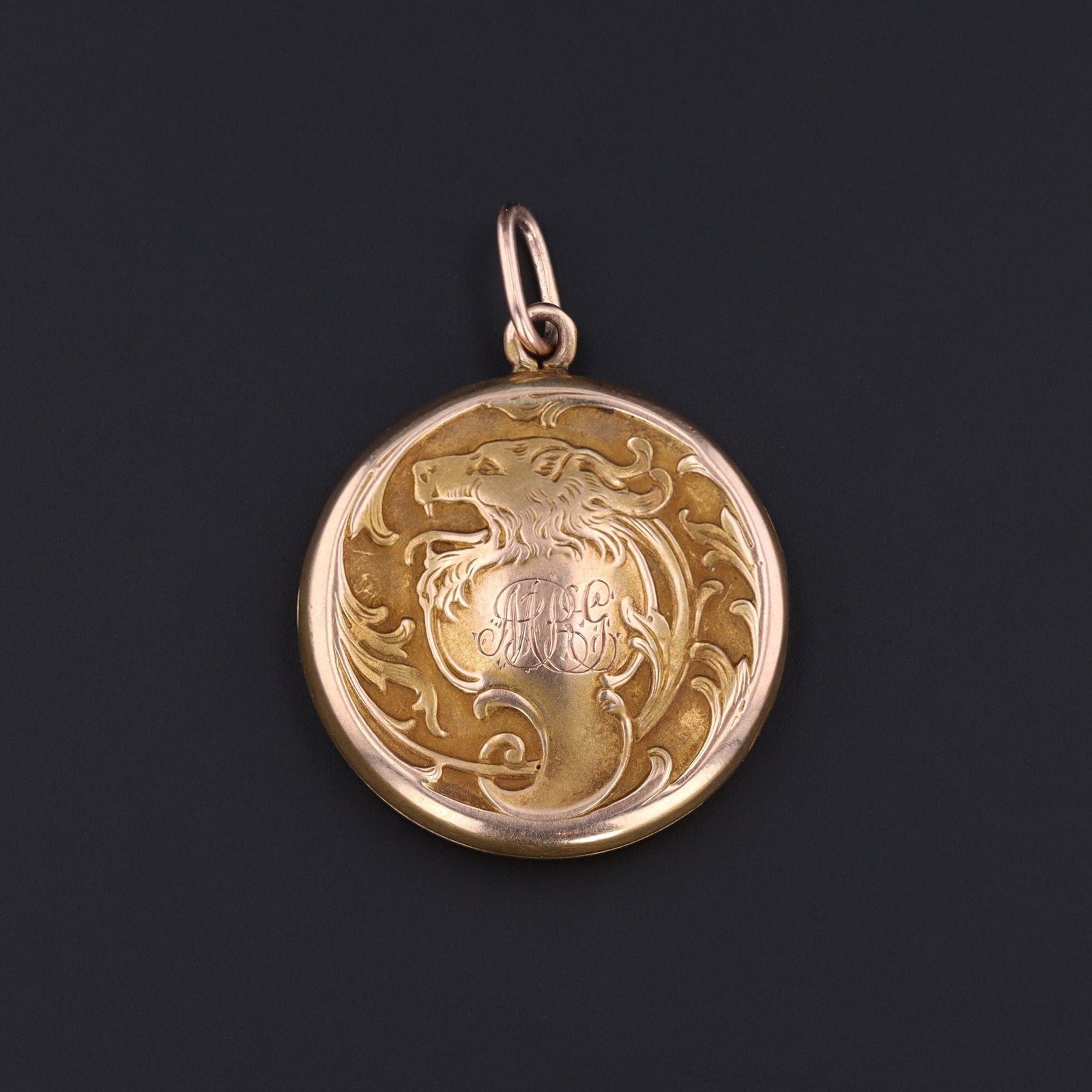 Antique Lion Locket of 14k Gold - Trademark Antiques