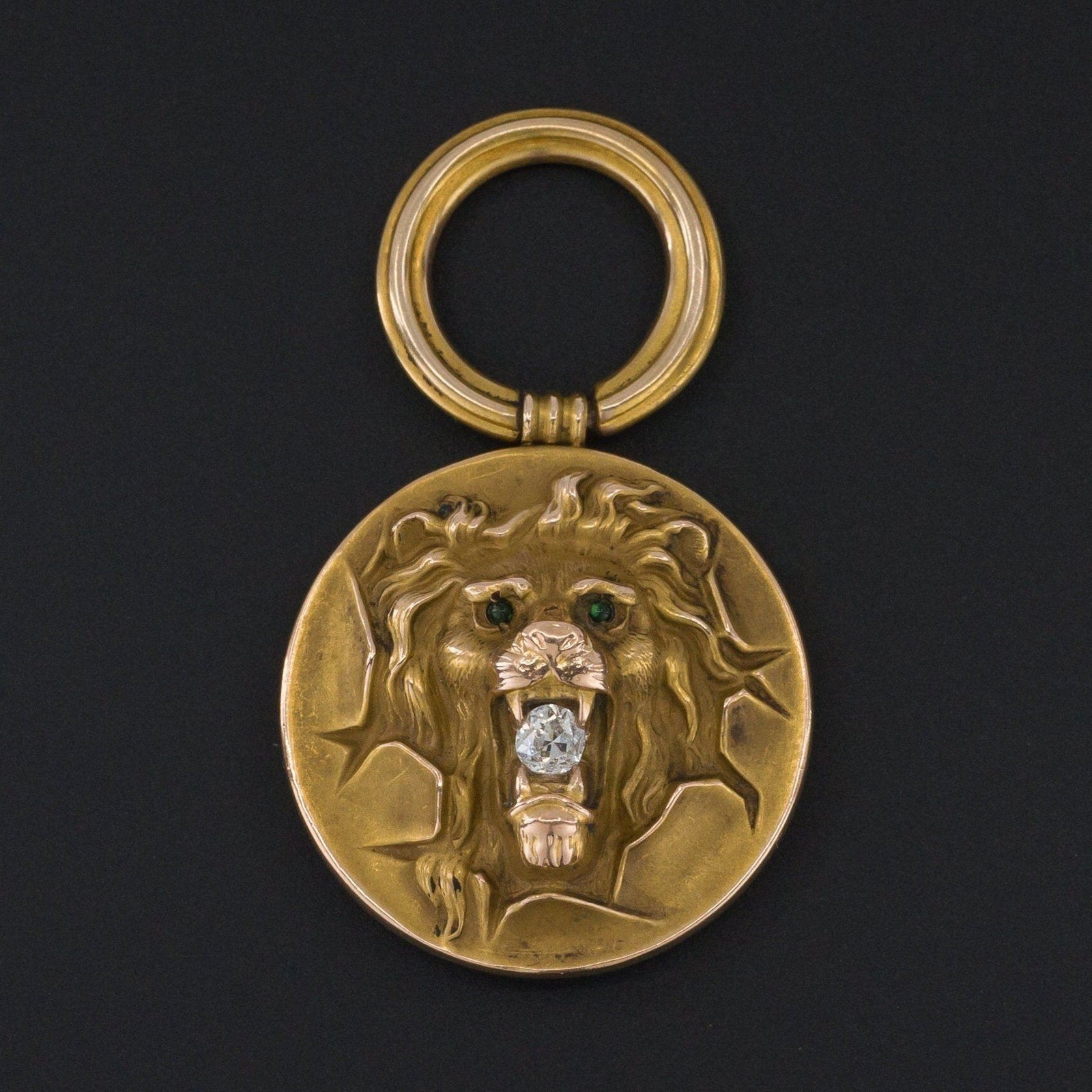 Antique Lion Pendant | 10k Gold Lion Pendant - Trademark Antiques