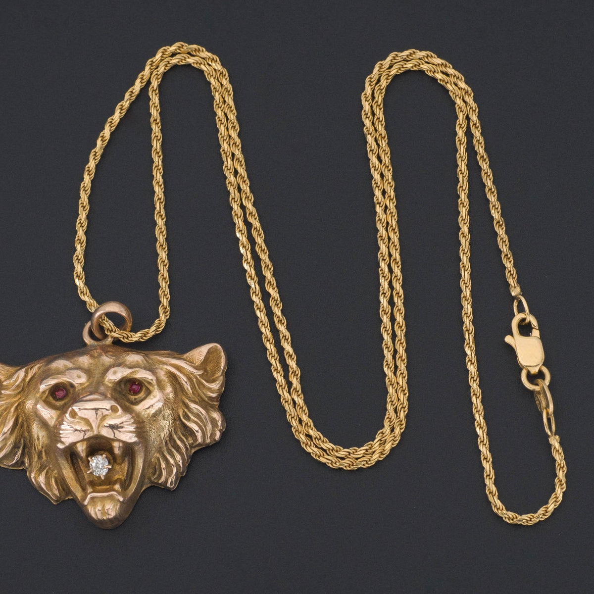 Antique Lion Pendant | 14k Gold Pendant on Optional 18k Chain - Trademark Antiques