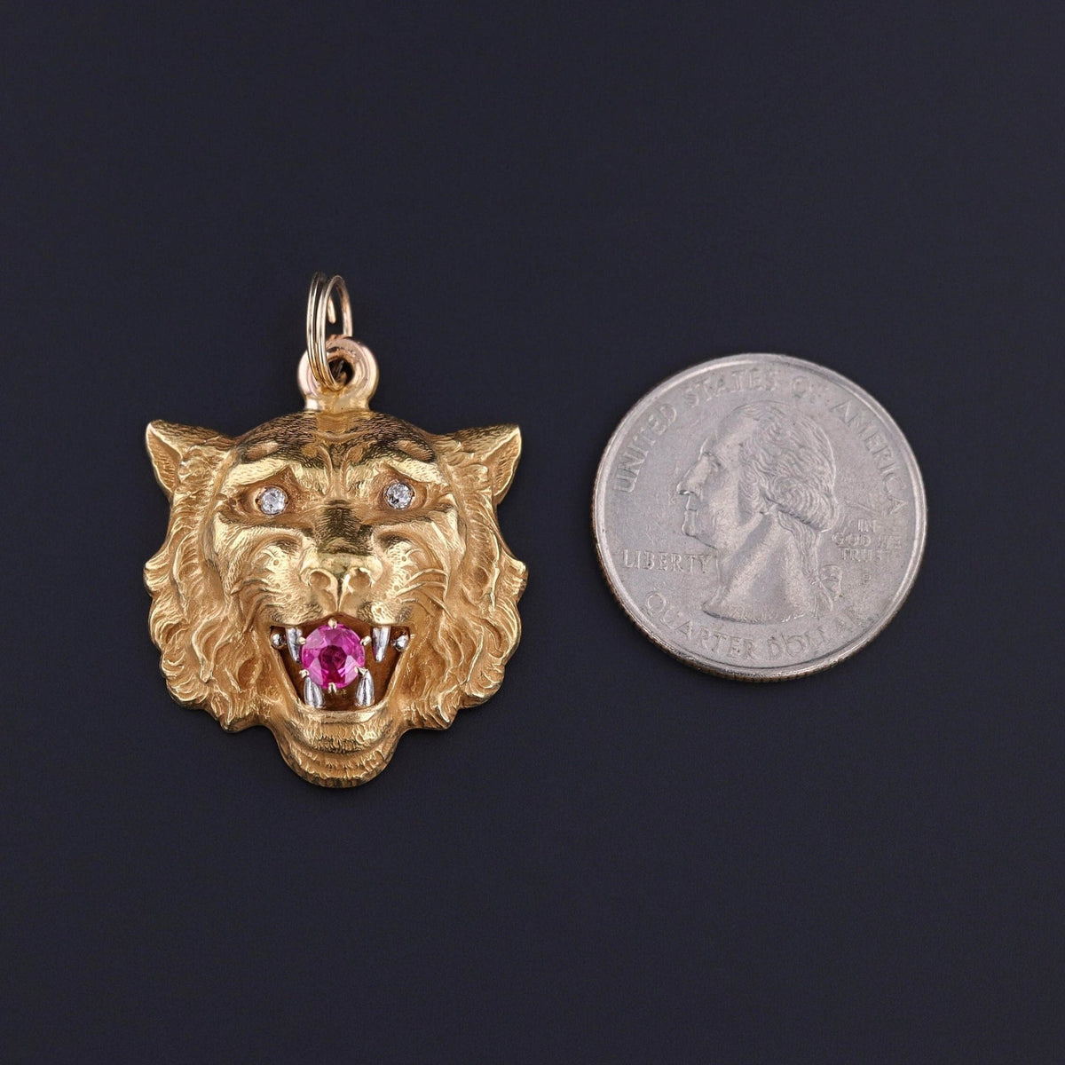 Antique Lion Pendant of 14k Gold - Trademark Antiques