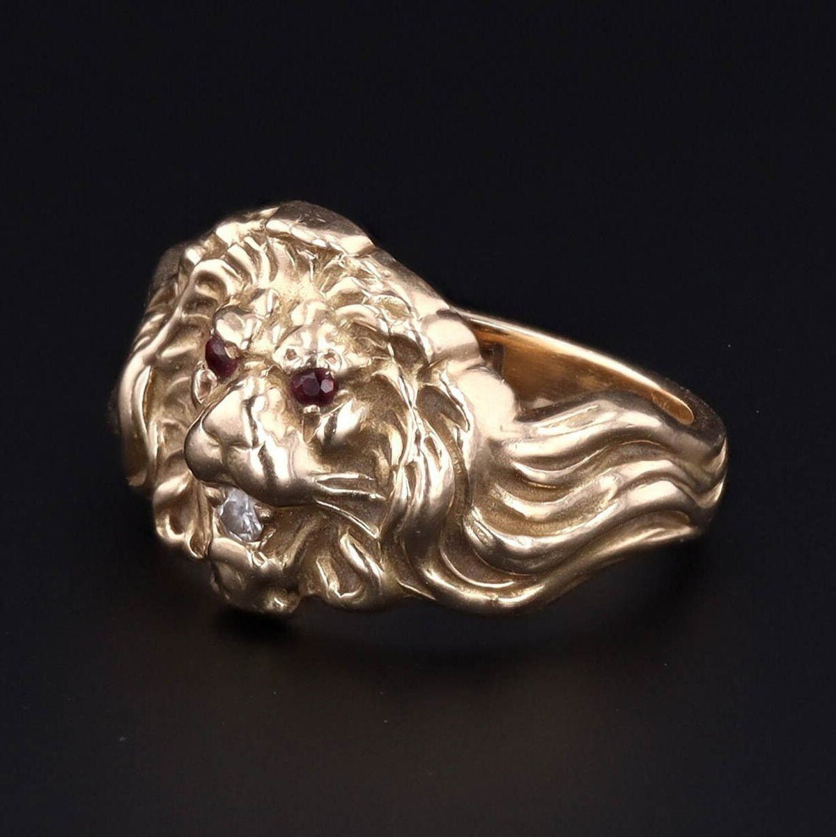 Antique Lion Ring | 14k Gold Ring - Trademark Antiques