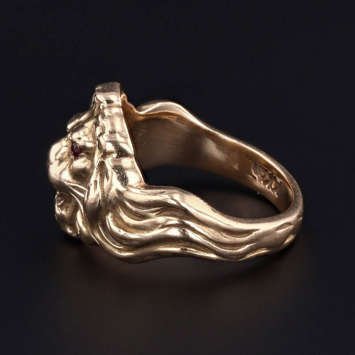 Antique Lion Ring | 14k Gold Ring - Trademark Antiques