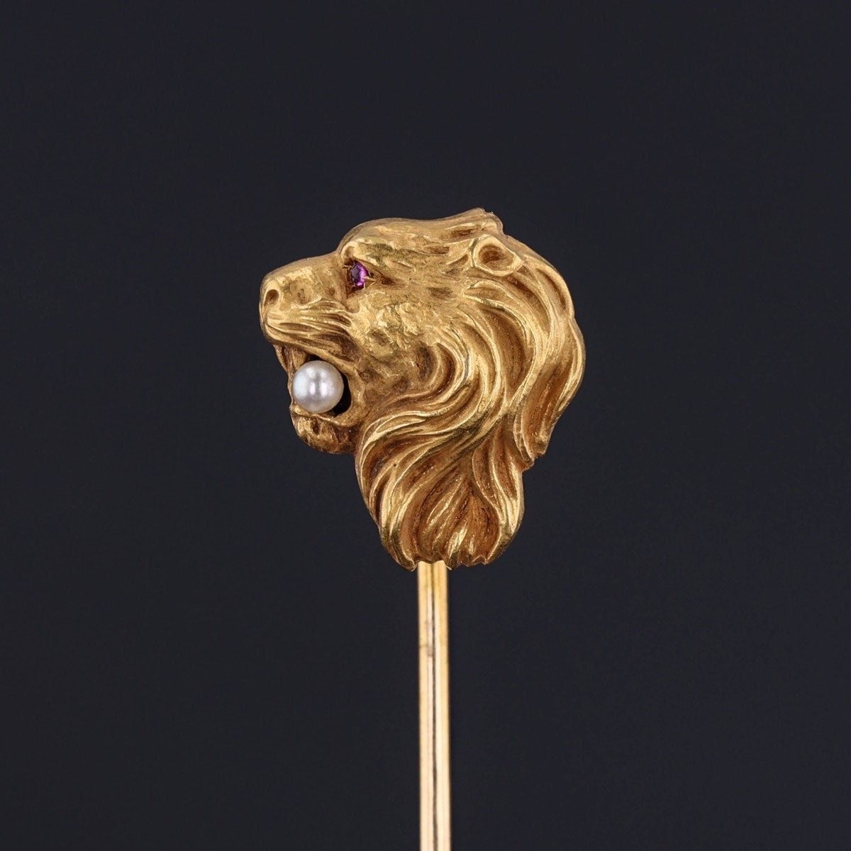 Antique Lion Stickpin of 14k Gold - Trademark Antiques