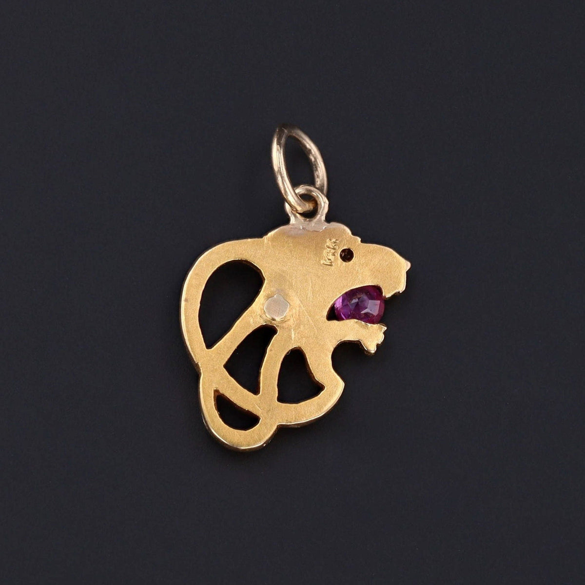 Antique Lion with Pink Sapphire Pendant | Pin Conversion - Trademark Antiques