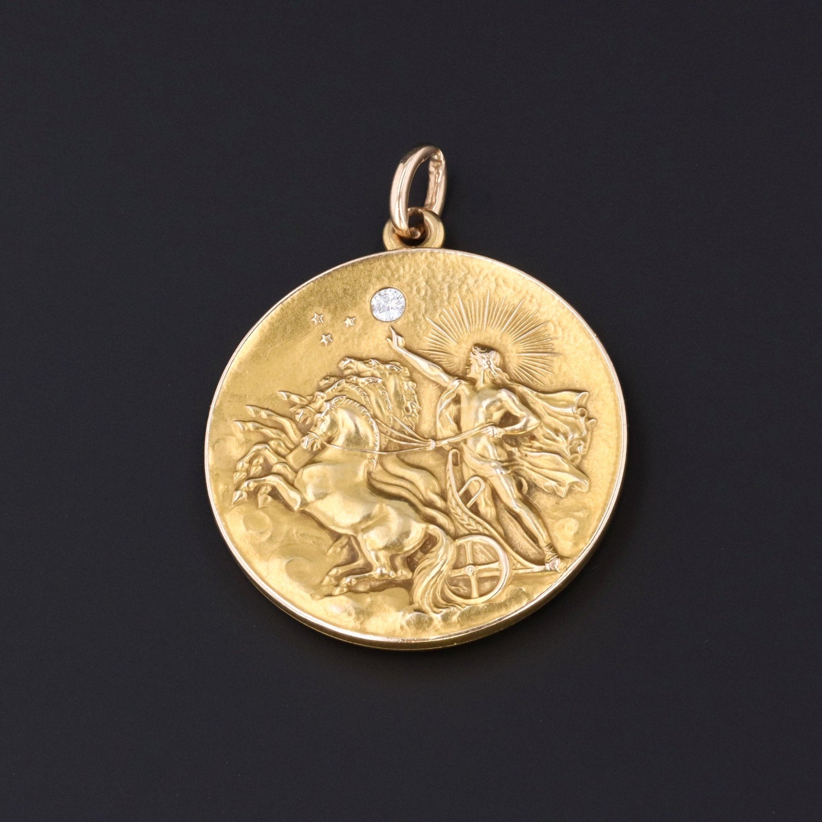 Antique Locket | Antique Charioteer Locket with Diamond - Trademark Antiques