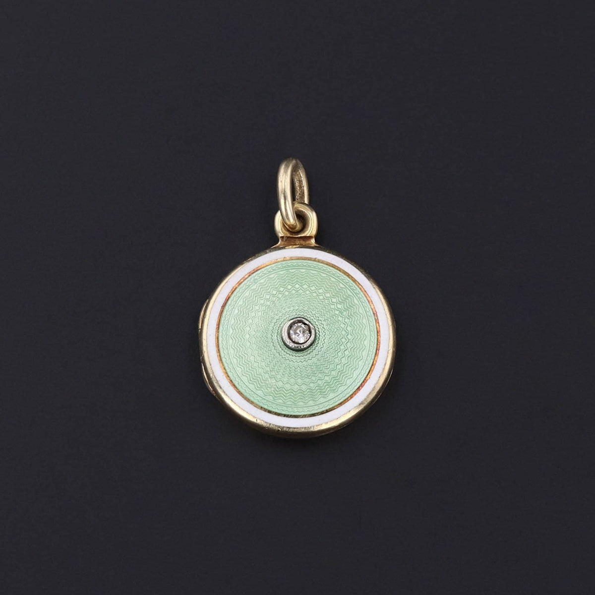 Antique Locket Charm | Mint Green Locket Charm - Trademark Antiques