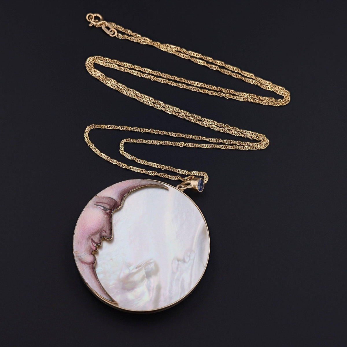 Antique Man in the Moon Conversion Pendant of 14k Gold - Trademark Antiques
