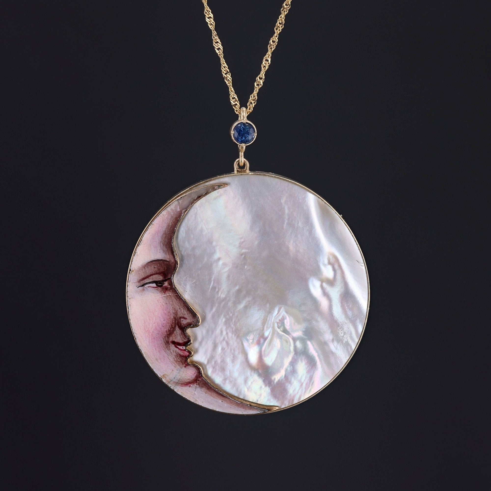 Antique Man in the Moon Conversion Pendant of 14k Gold - Trademark Antiques