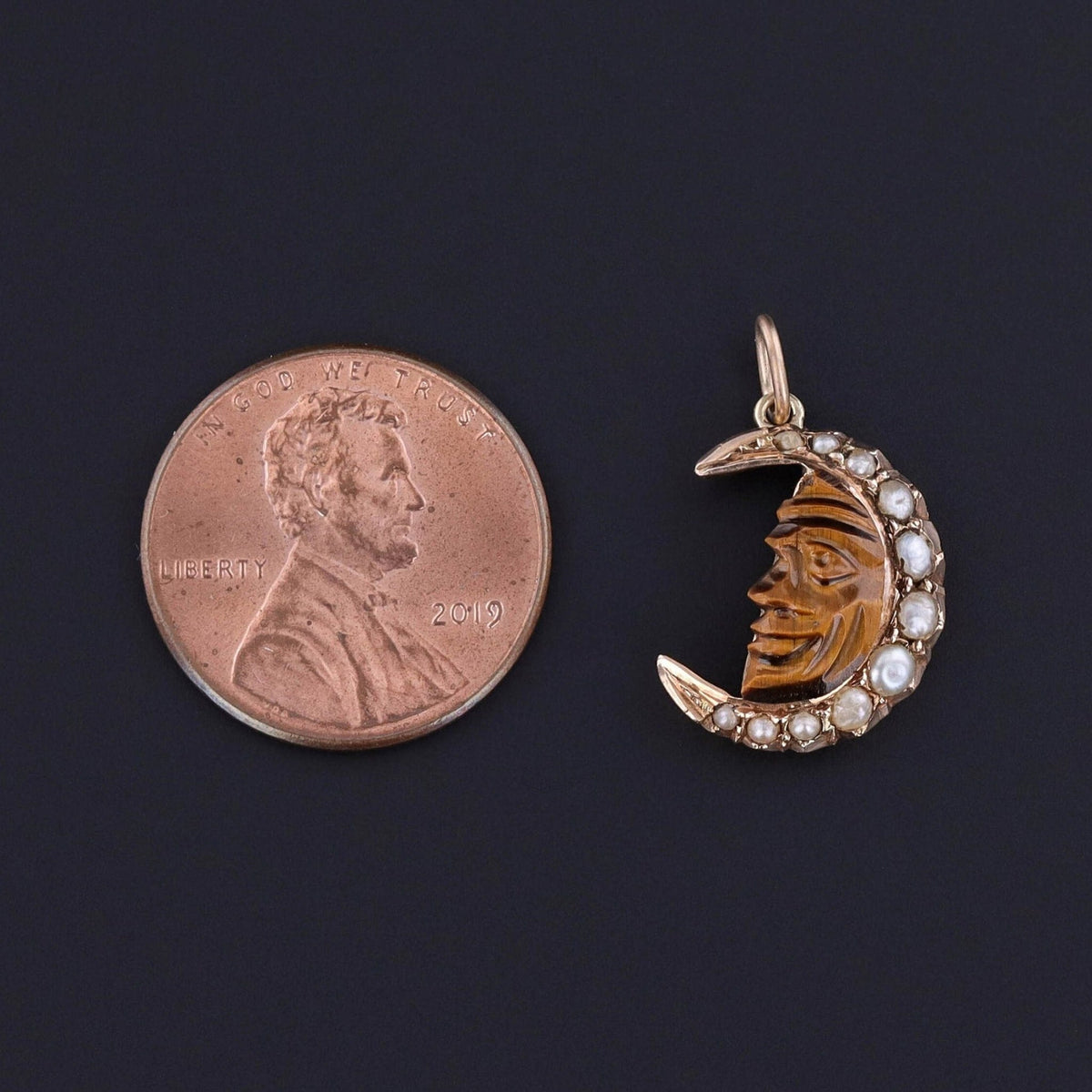 Antique Man in the Moon Pendant of 18k Gold - Trademark Antiques