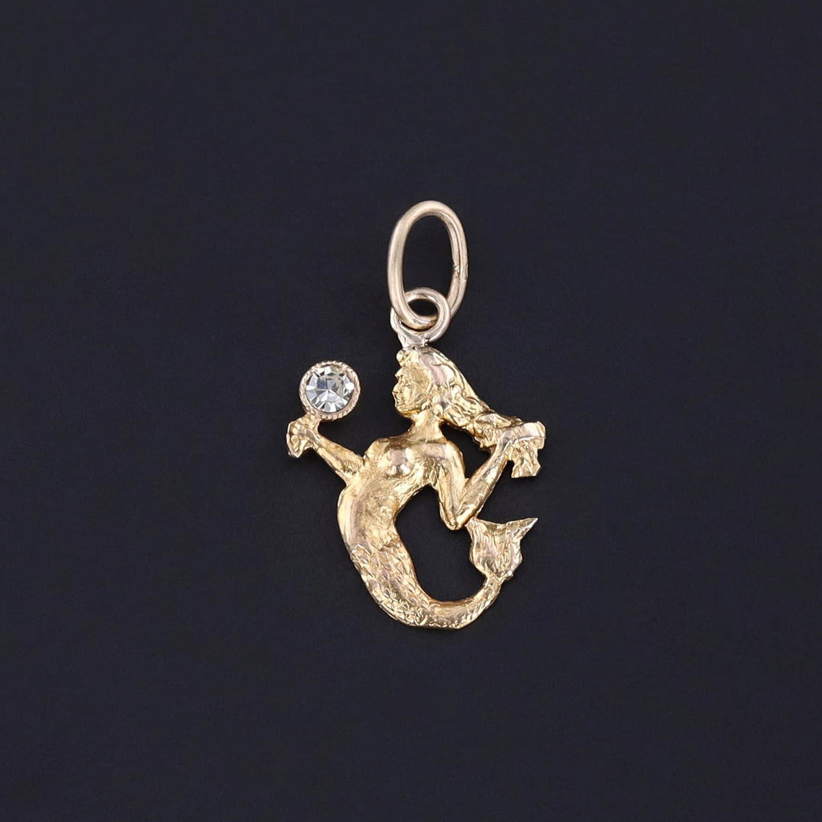 Antique Mermaid Charm of 10k Gold - Trademark Antiques