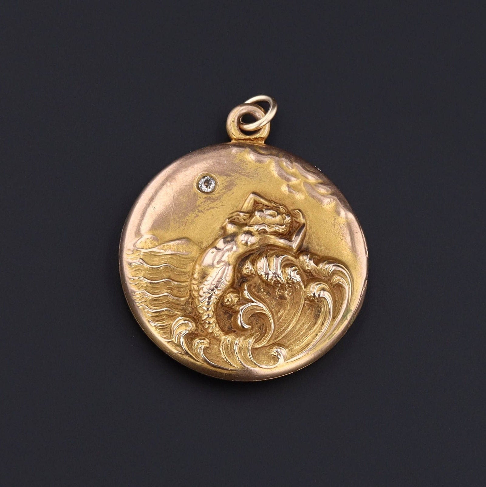 Antique Mermaid Locket | 10k Gold Locket - Trademark Antiques