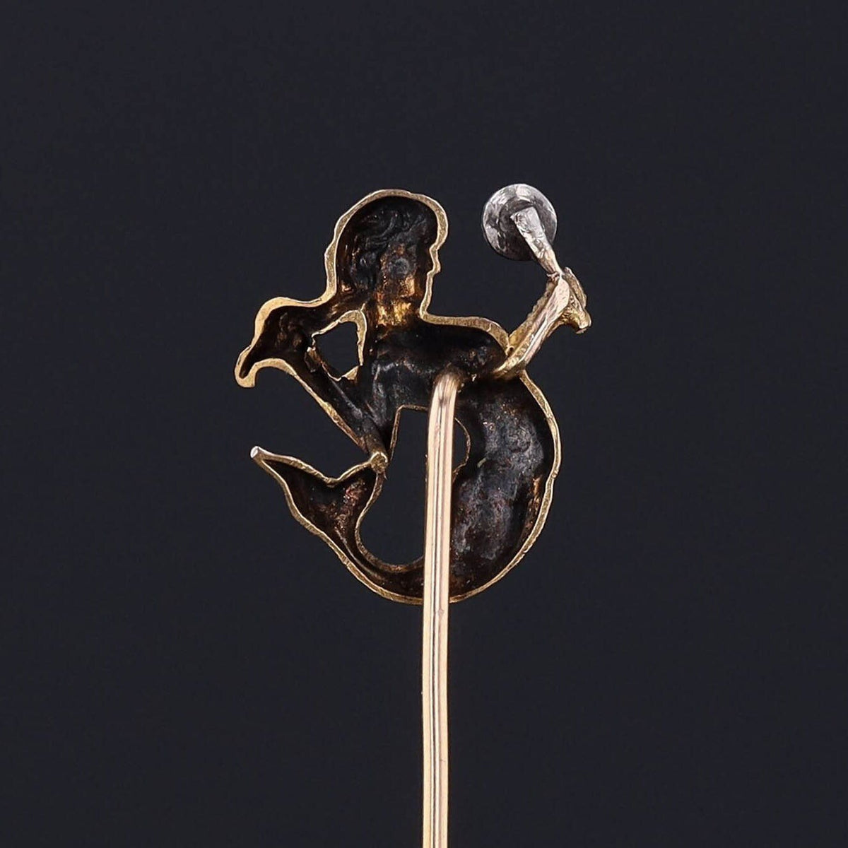 Antique Mermaid Stickpin | Gold Mermaid Pin - Trademark Antiques