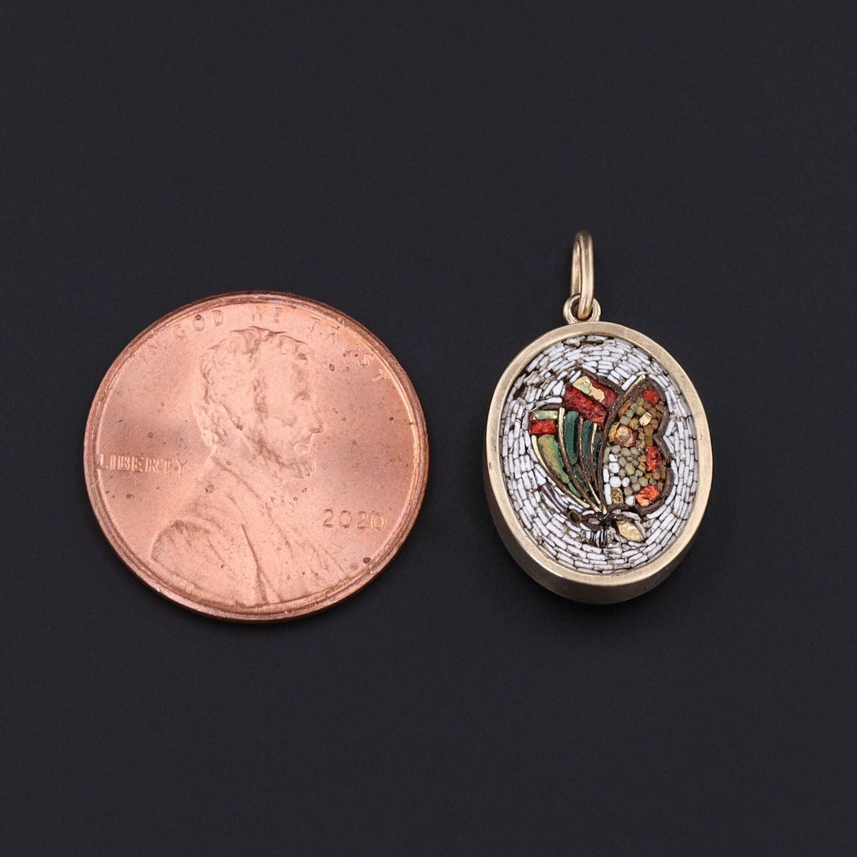 Antique Micromosaic Charm | Victorian Butterfly Pendant - Trademark Antiques