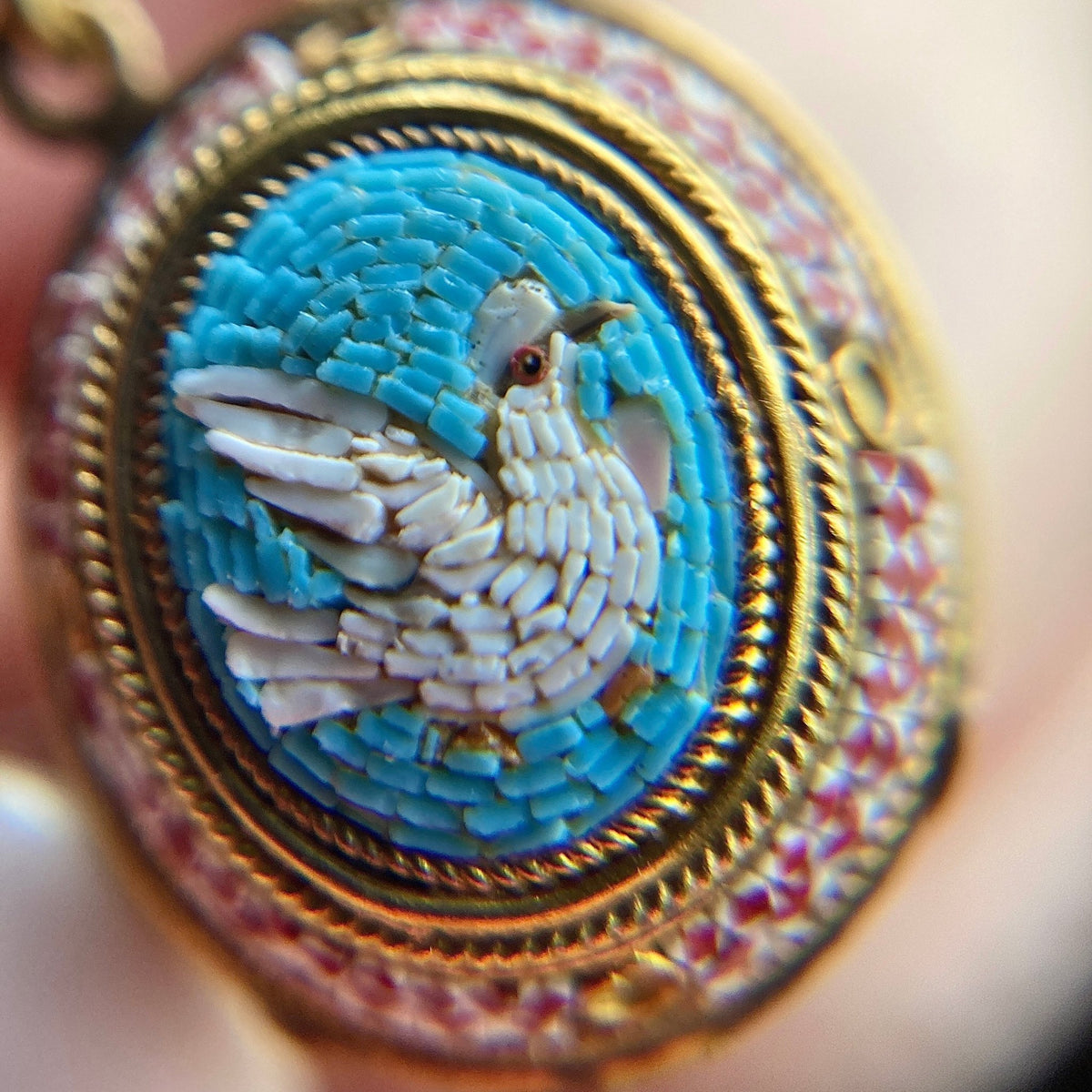 Antique Micromosaic Dove Earrings of 14k Gold - Trademark Antiques
