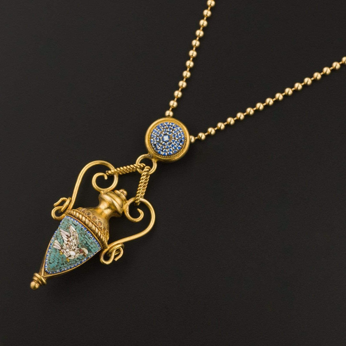 Antique Micromosaic Pendant | Antique Dove Pendant - Trademark Antiques