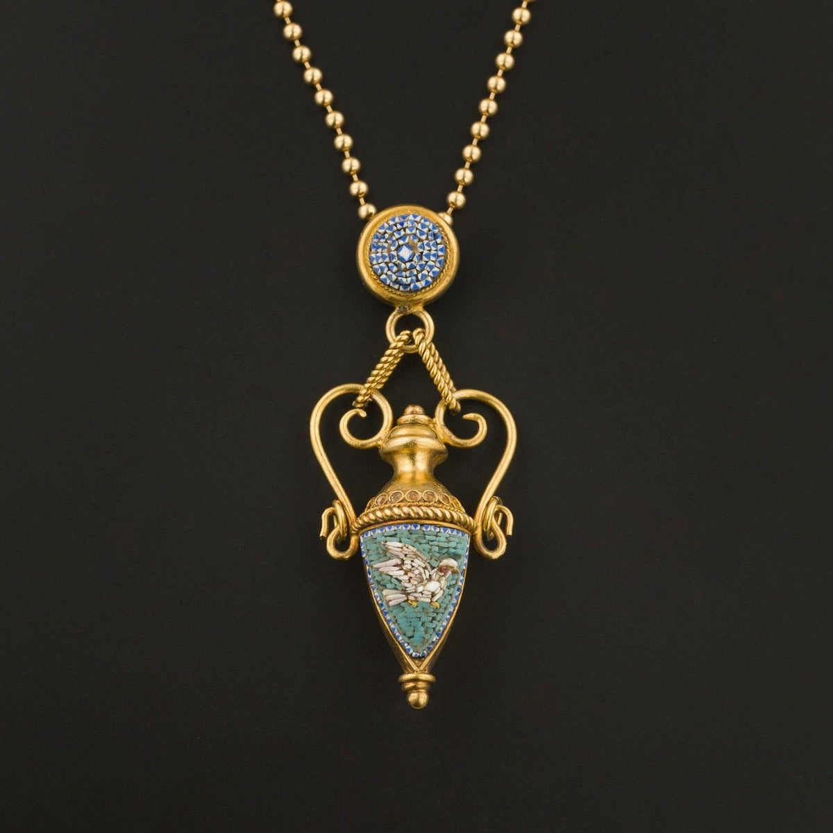 Antique Micromosaic Pendant | Antique Dove Pendant - Trademark Antiques