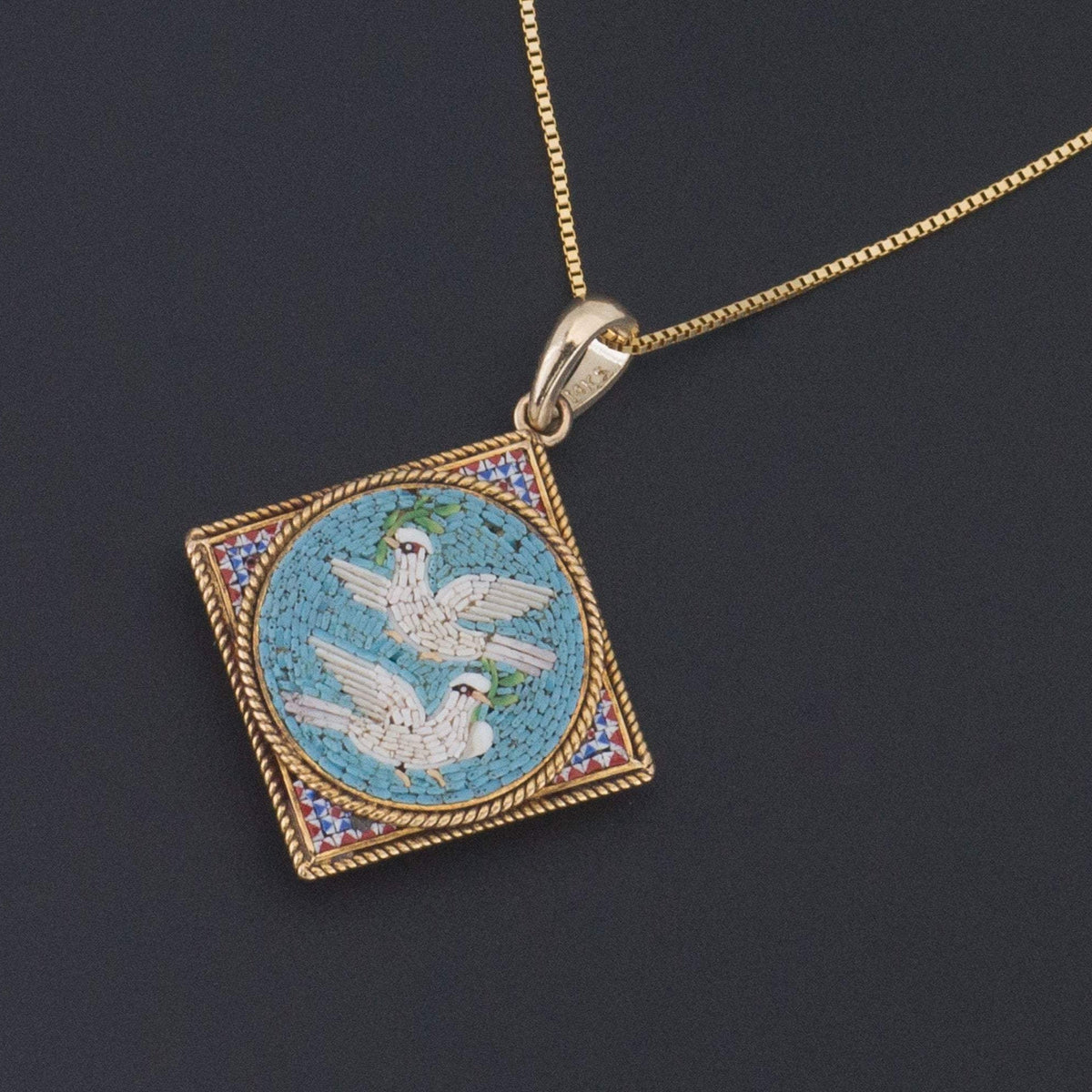 Antique Micromosaic Pendant | Antique Pin Conversion - Trademark Antiques