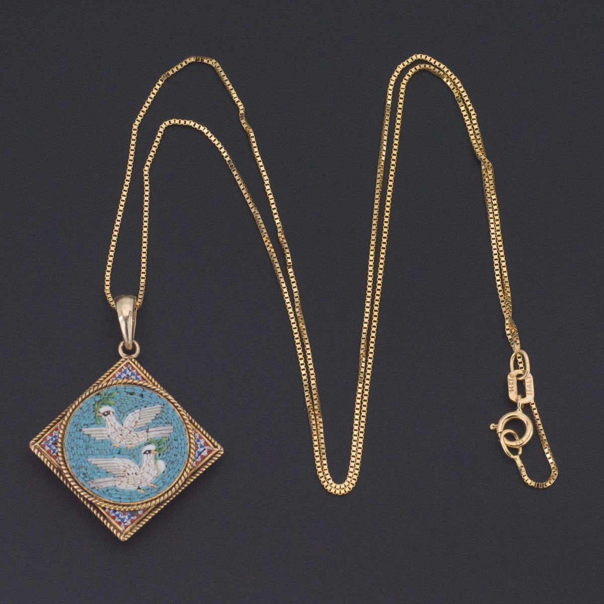 Antique Micromosaic Pendant | Antique Pin Conversion - Trademark Antiques