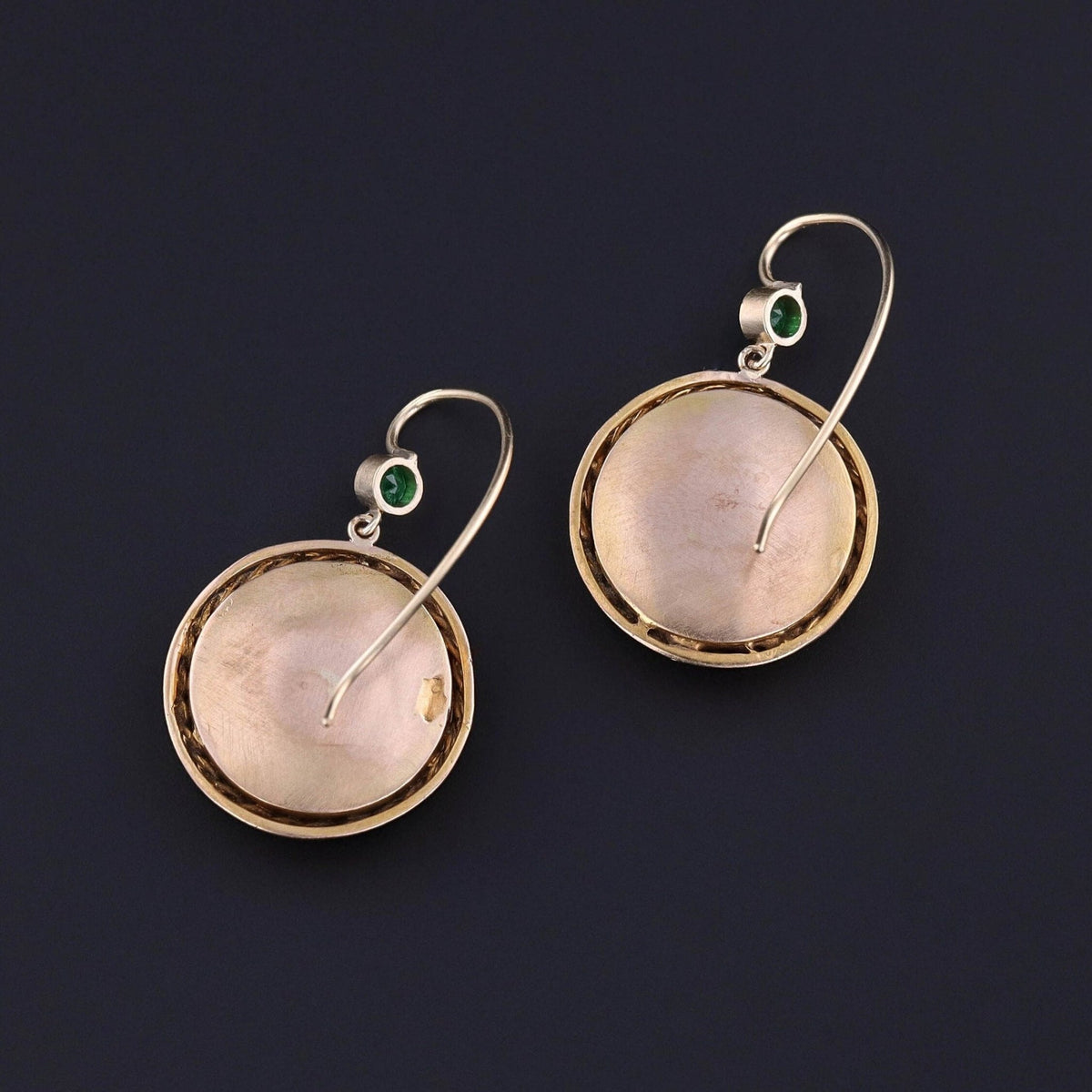 Antique Micromosaic Scarab Earrings of 14k Gold - Trademark Antiques