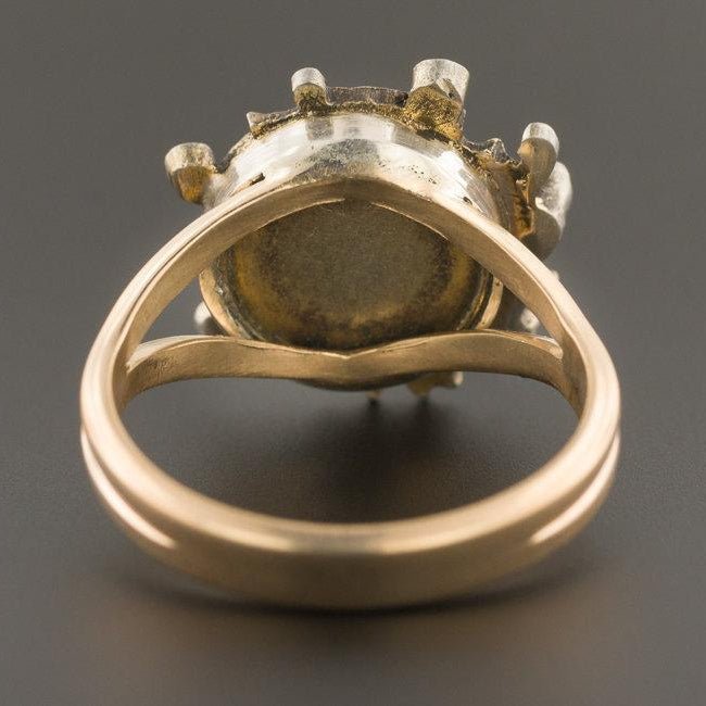 Antique Miniature Portrait Ring | Silver Topped 14k Yellow Gold Ring - Trademark Antiques