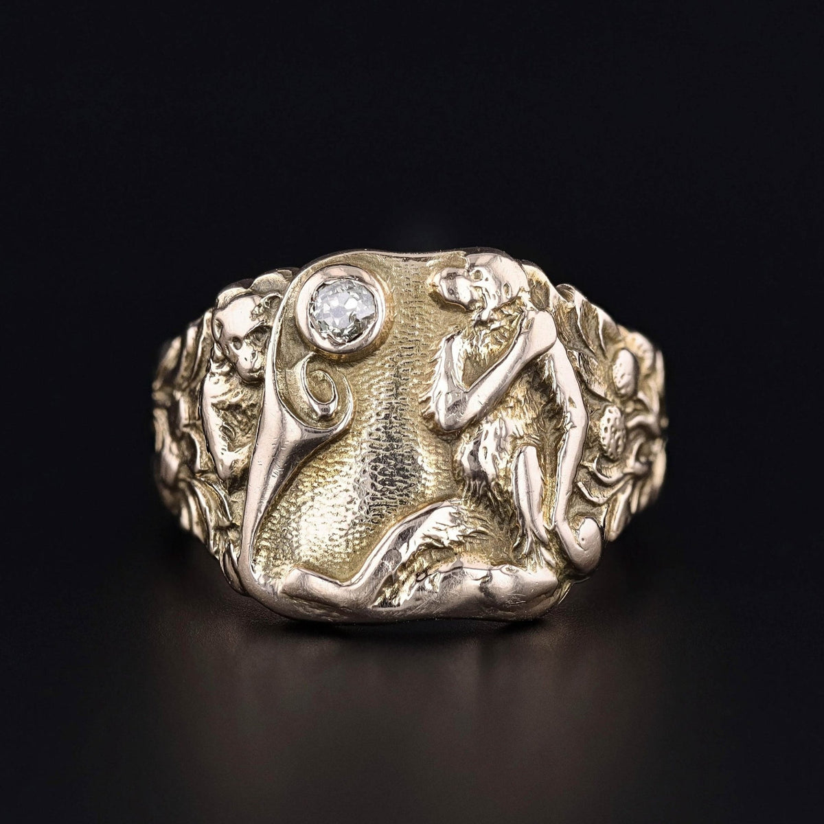 Antique Monkey Signet Ring of 14k Gold - Trademark Antiques