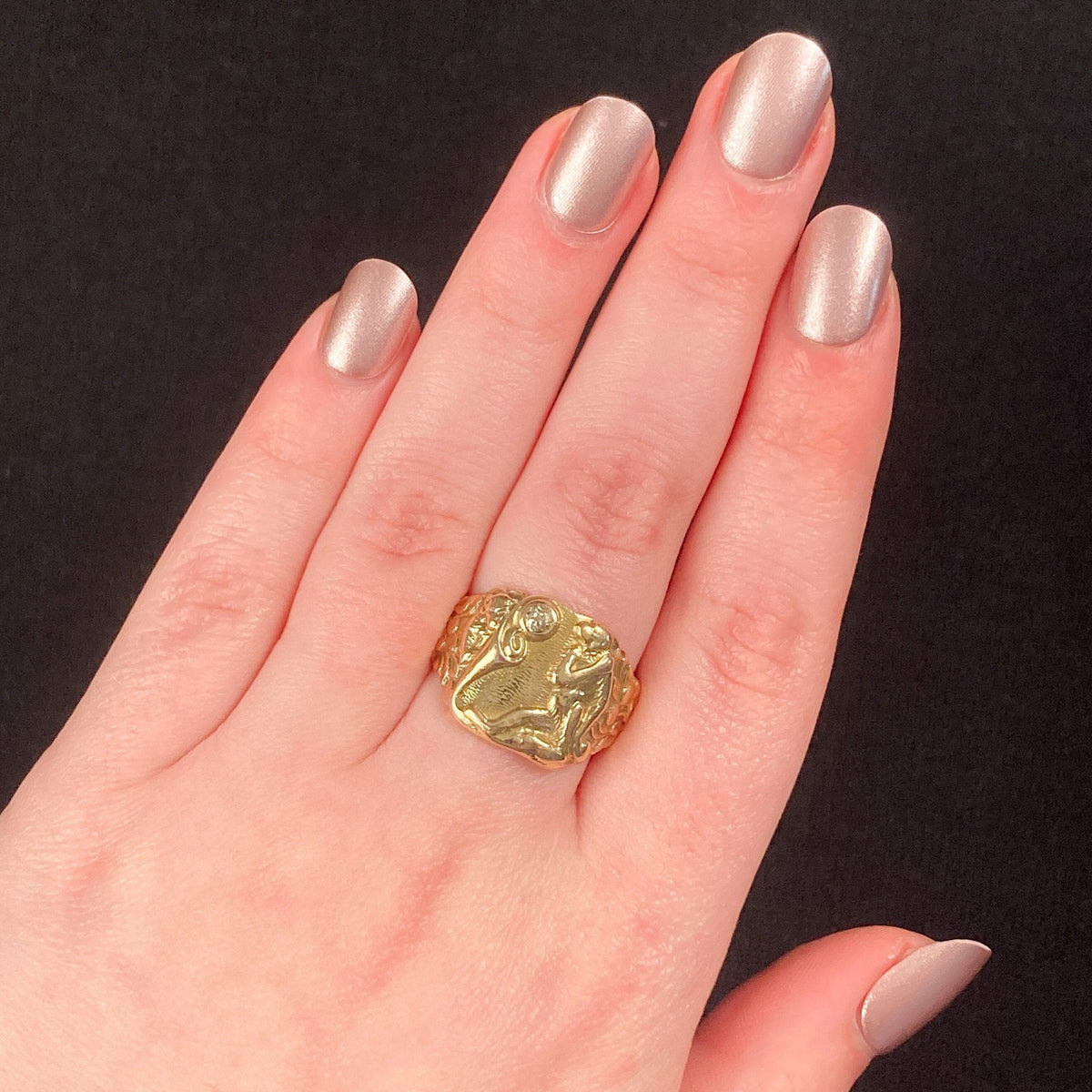 Antique Monkey Signet Ring of 14k Gold - Trademark Antiques