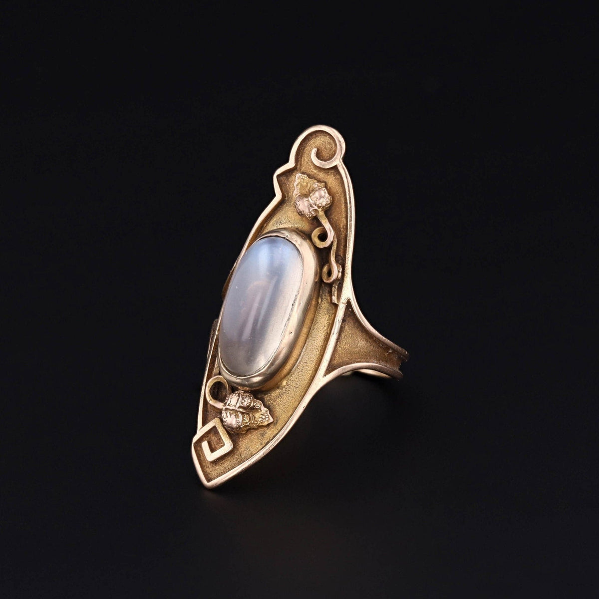 Antique Moonstone Cabochon Ring of 14k Gold - Trademark Antiques