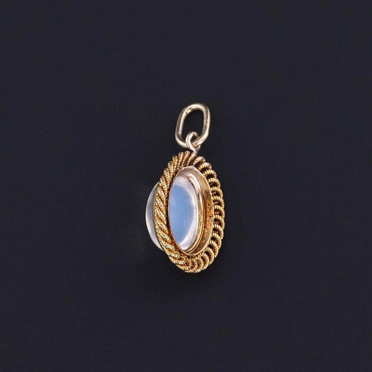 Antique Moonstone Charm of 14k Gold - Trademark Antiques