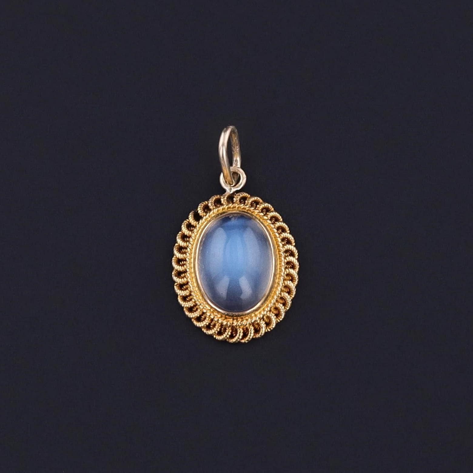 Antique Moonstone Charm of 14k Gold - Trademark Antiques