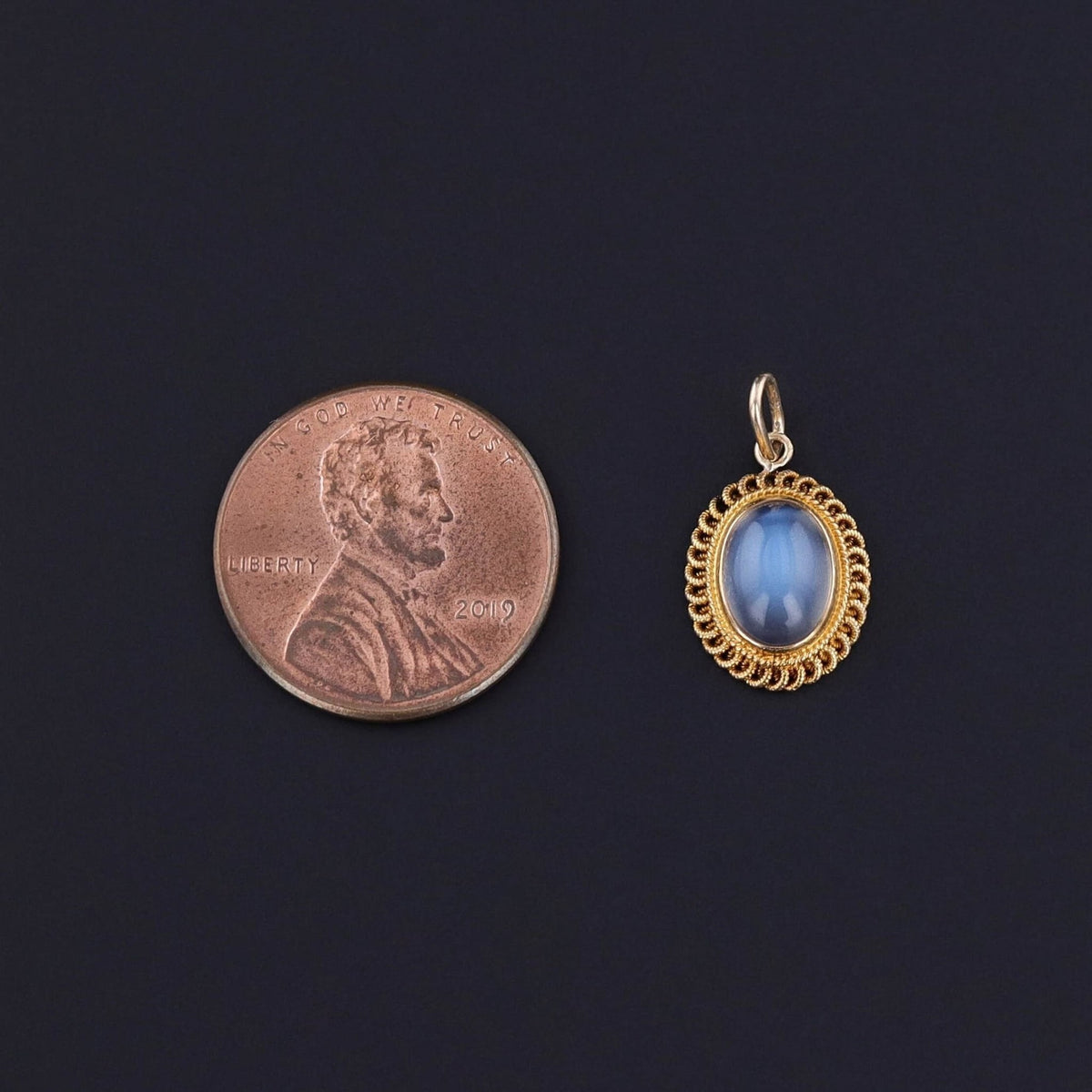 Antique Moonstone Charm of 14k Gold - Trademark Antiques