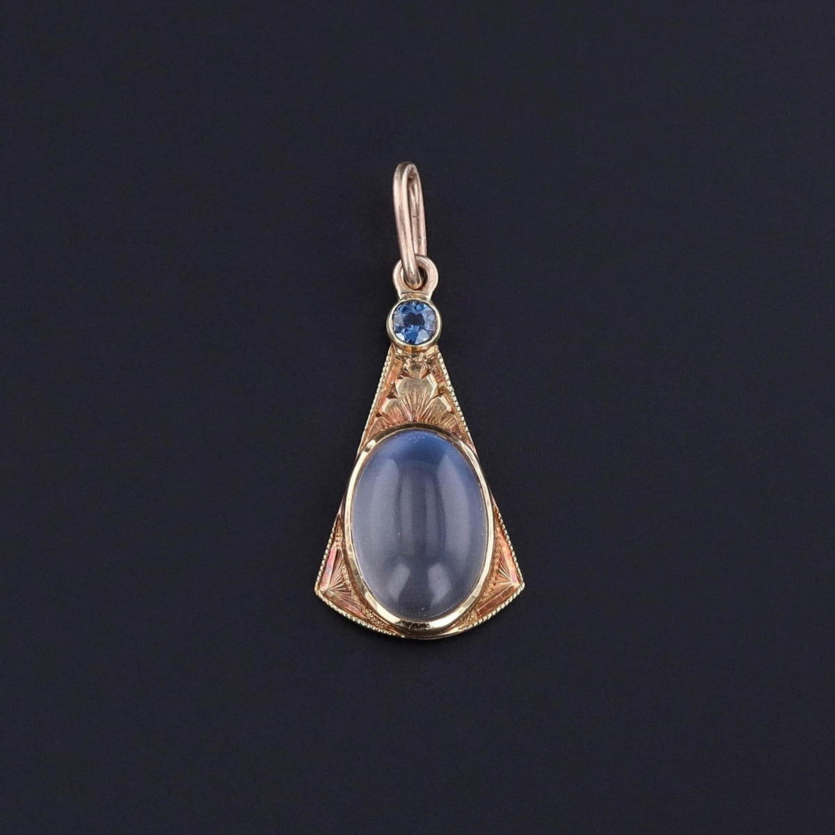 Antique Moonstone Charm of 14k Gold - Trademark Antiques