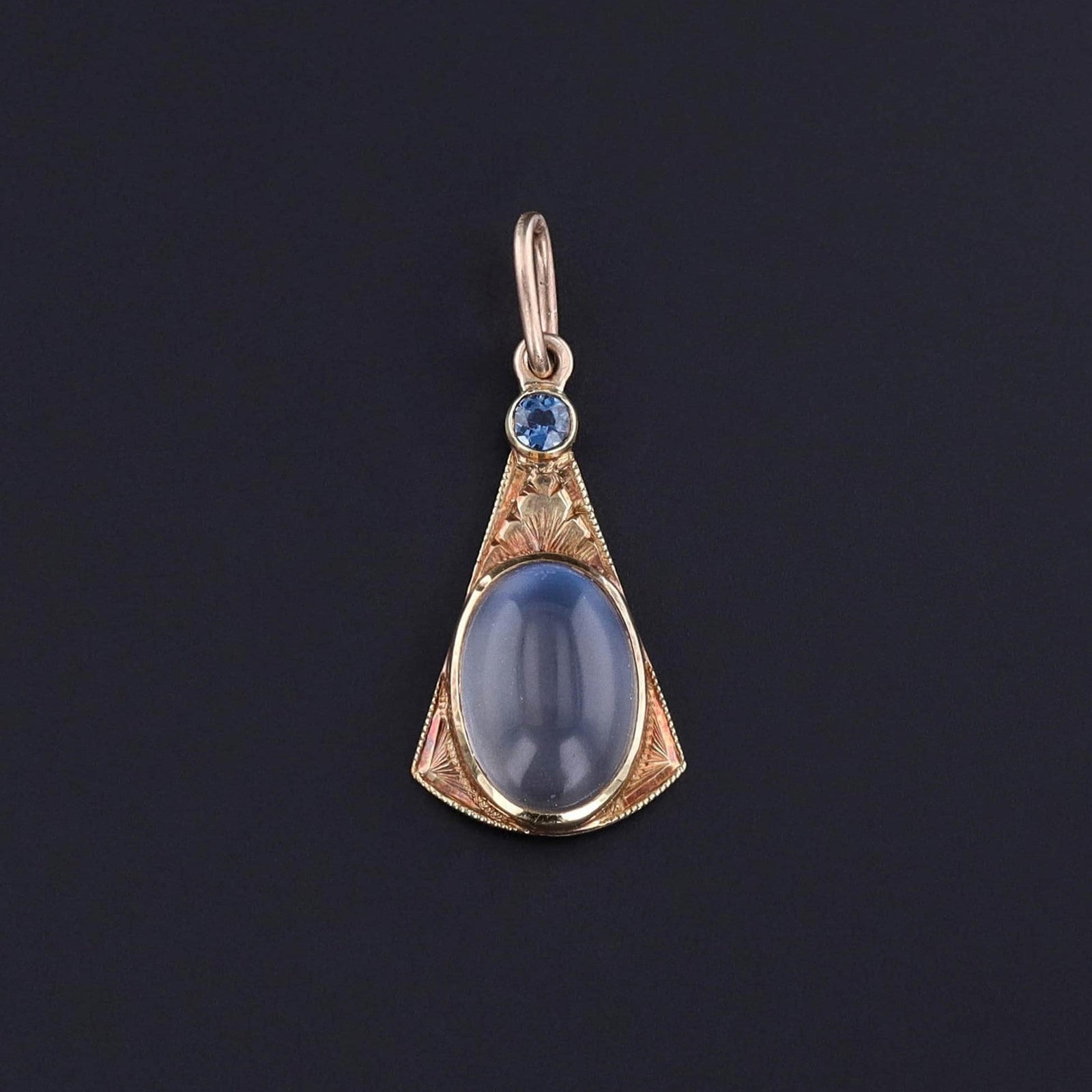 Antique Moonstone Charm of 14k Gold - Trademark Antiques