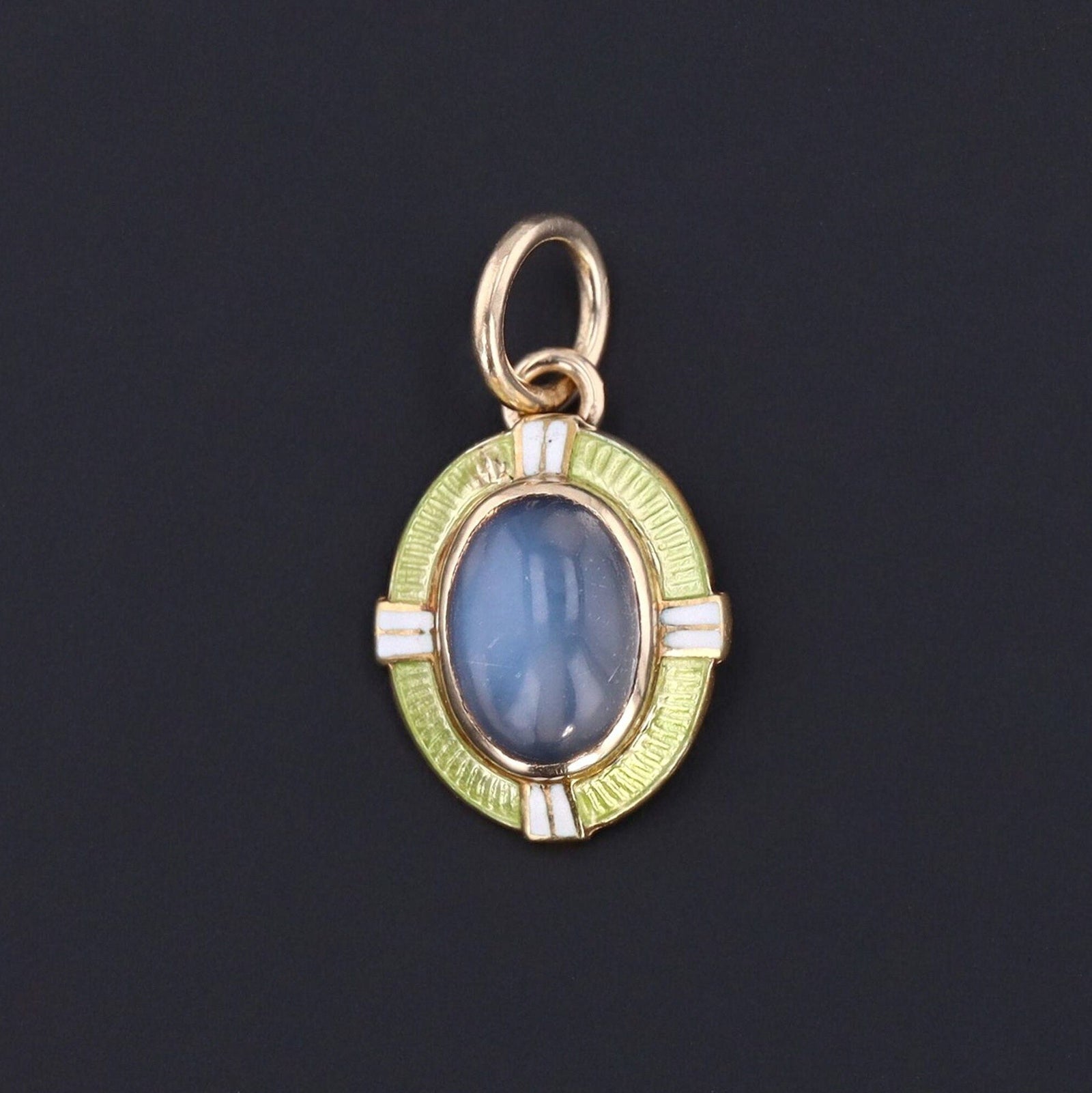 Antique Moonstone Conversion Charm of 14k Gold - Trademark Antiques