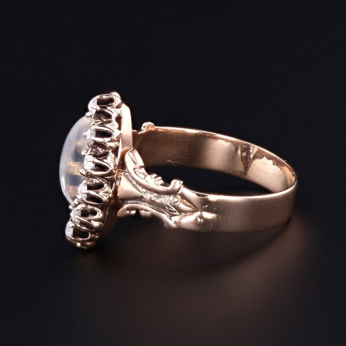 Antique Moonstone &amp; Diamond Ring | Antique Moonstone Ring - Trademark Antiques