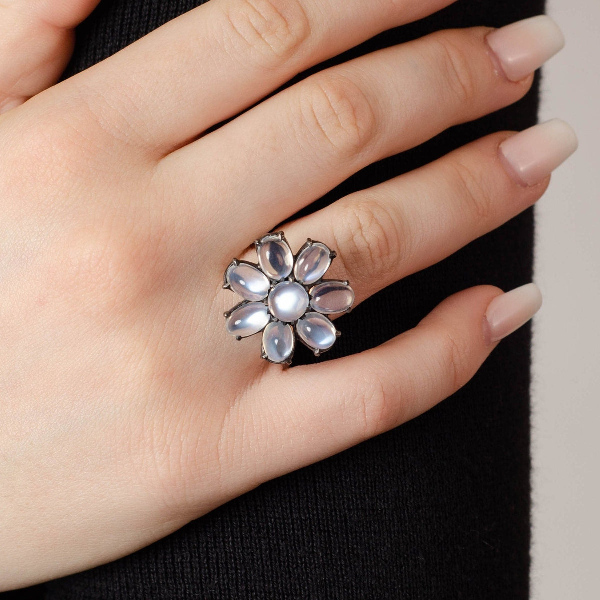 Antique Moonstone Flower Conversion Ring - Trademark Antiques