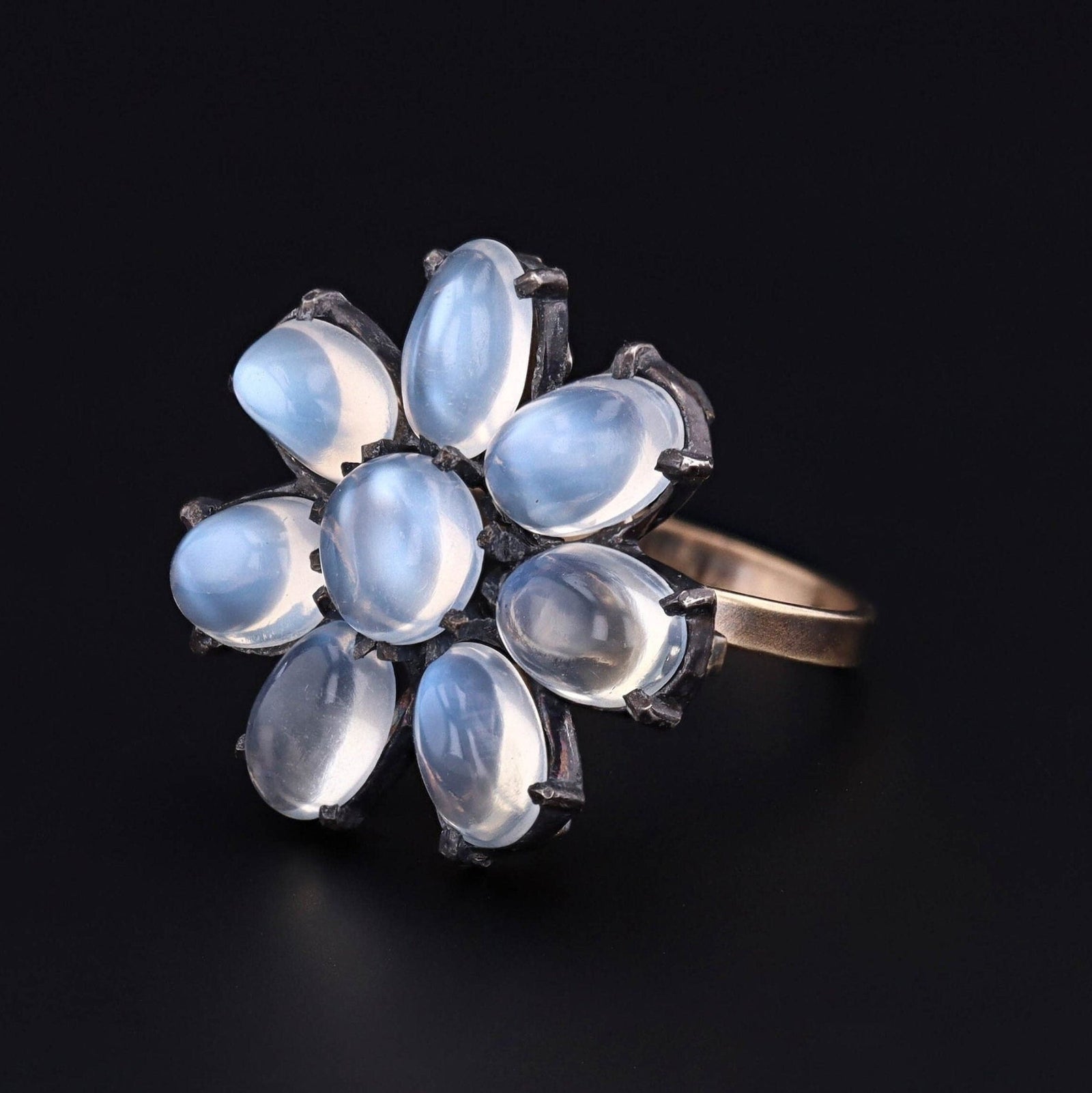 Antique Moonstone Flower Conversion Ring - Trademark Antiques
